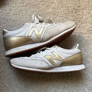 New Balance Cream and Gold Casual Sneakers